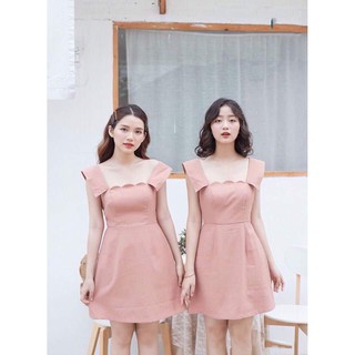 (có sẵn + hình thật) Váy hồng phấn cách điệu dễ thương