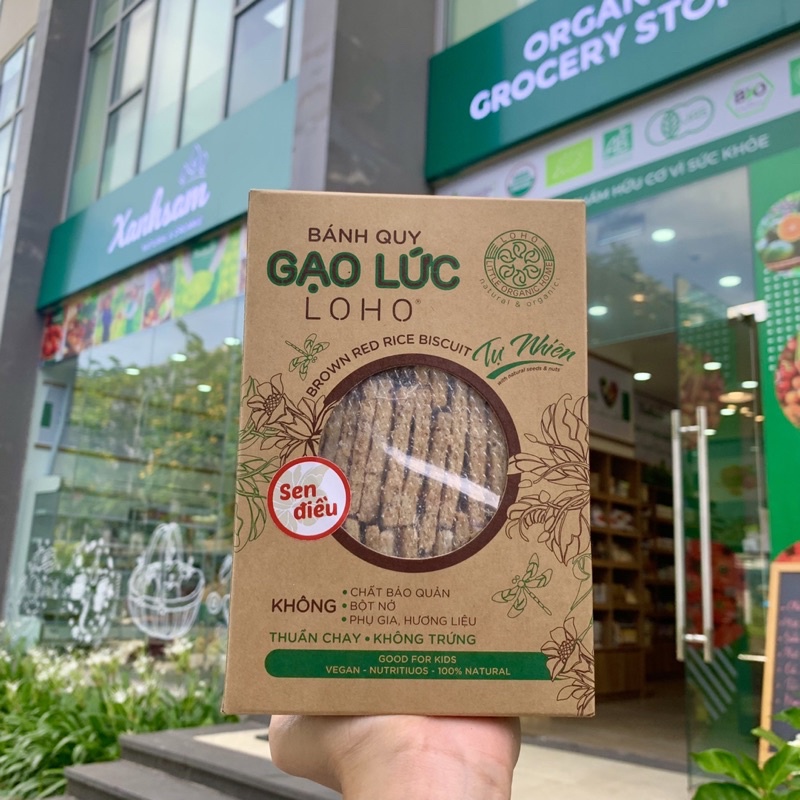 Bánh Quy Gạo Lức Tự Nhiên LOHO Vị SEN ĐIỀU, RONG NHO 400gr - XanhSam Organic