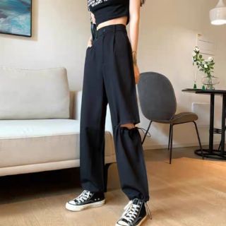 [Hàng order] Quần baggy đen cut out gối cá tính hot item trên Tik Tok