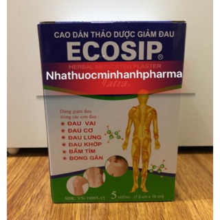 Cao dán thảo dược Ecosip nóng Hộp 20 gói x 5 miếng