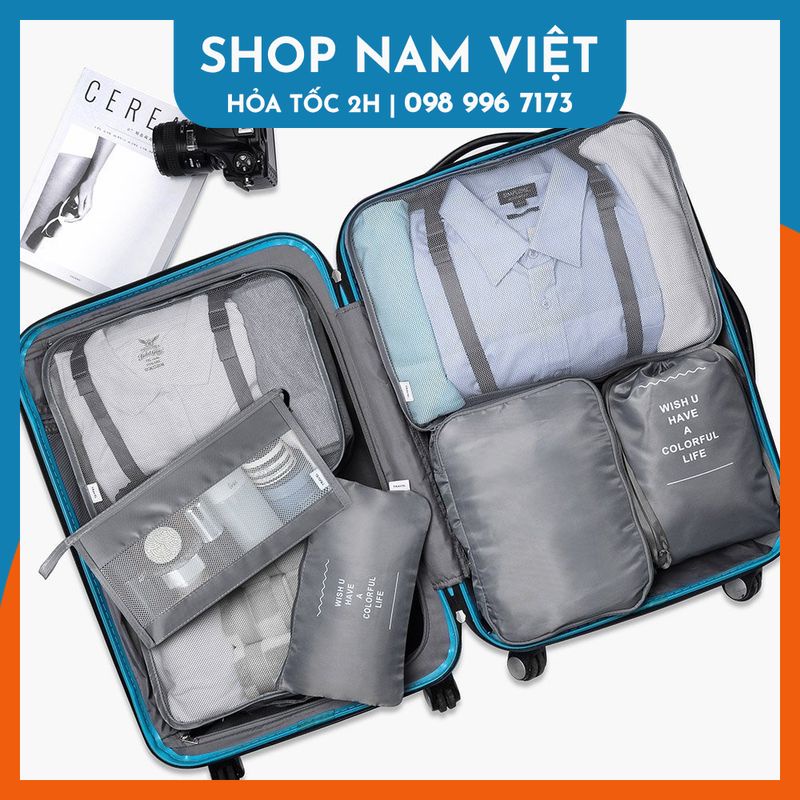 Bộ 7 Túi Đựng Đồ Du Lịch Phân Loại Ngăn Nắp Dành Cho Vali