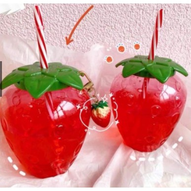 Chai nước trái dâu BN1 hoa quả dứa dưa hấu trái thơm tim bình cute dễ thương