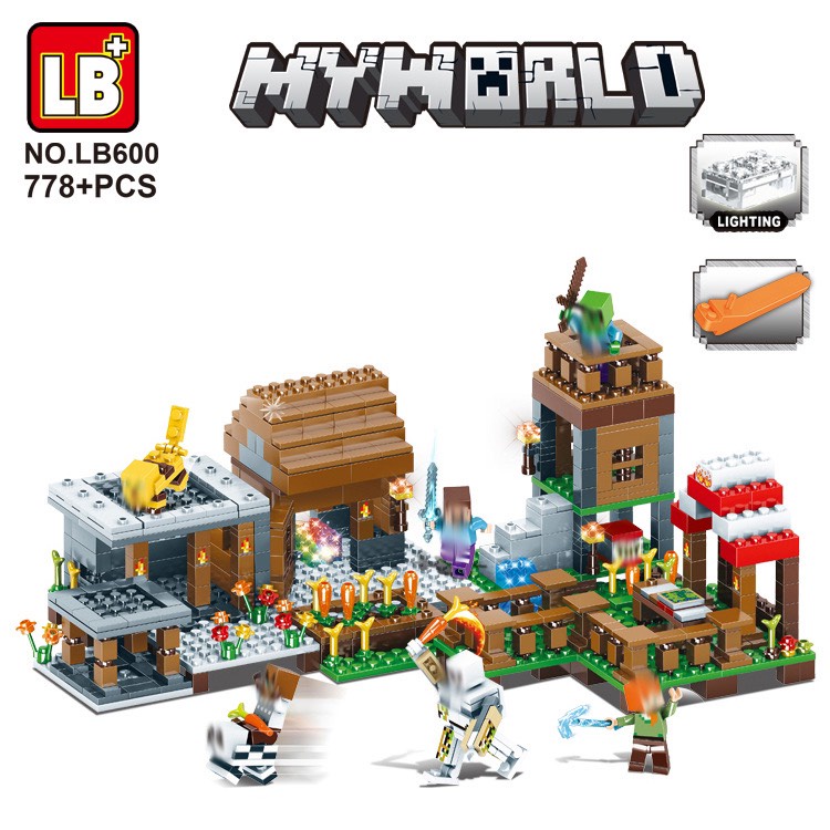 Đồ chơi xếp hình Myworld-Lego lắp ráp Minecraft Khu Nông Trại Chiến Binh No.LB600 luyện cho bé kiên trì và tưởng tượng