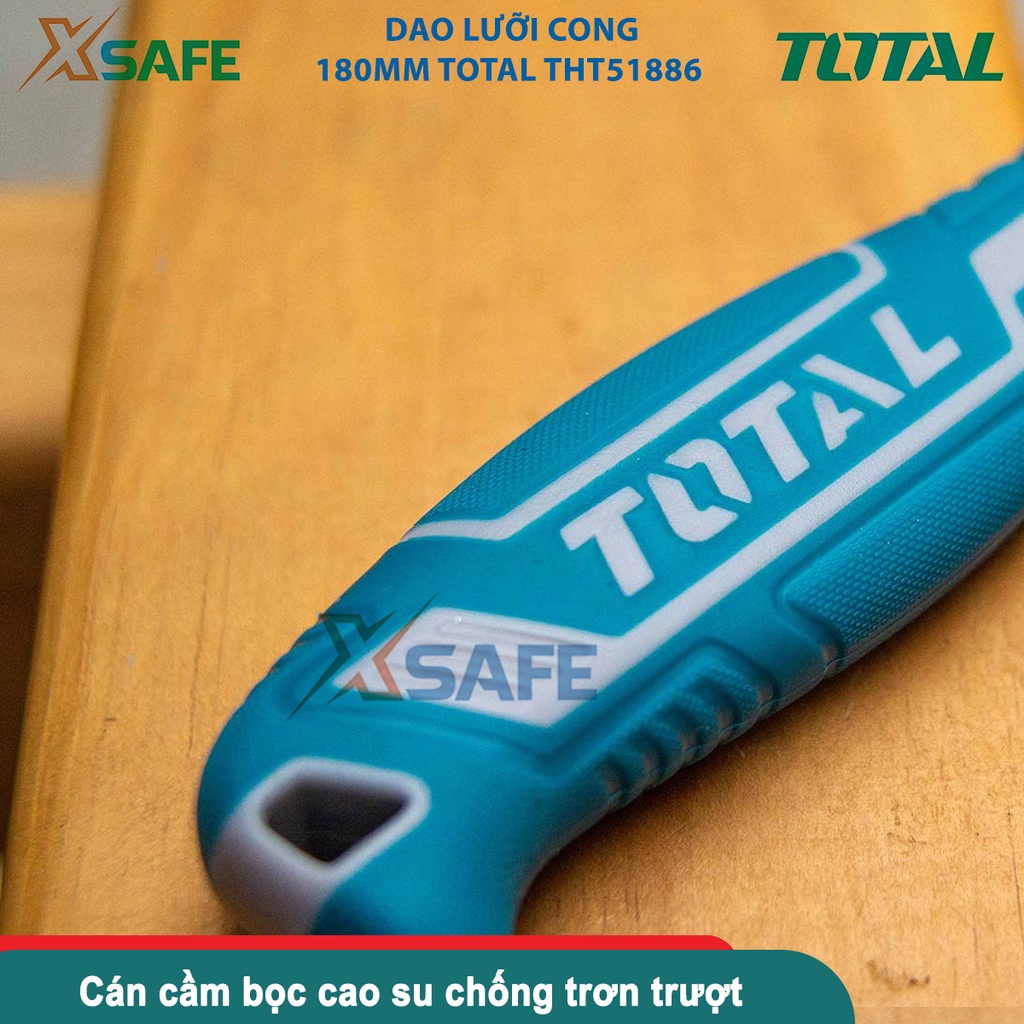 Dao lưỡi cong 180mm THT51886, kích thước 180mm, loại dao lưỡi cong sử dụng vật liệu thép không gỉ, tay cầm bọc cao su