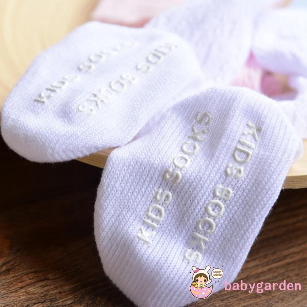 Vớ công chúa cotton phối ren dài ngang gối chống trượt cho bé gái 0-4 tuổi