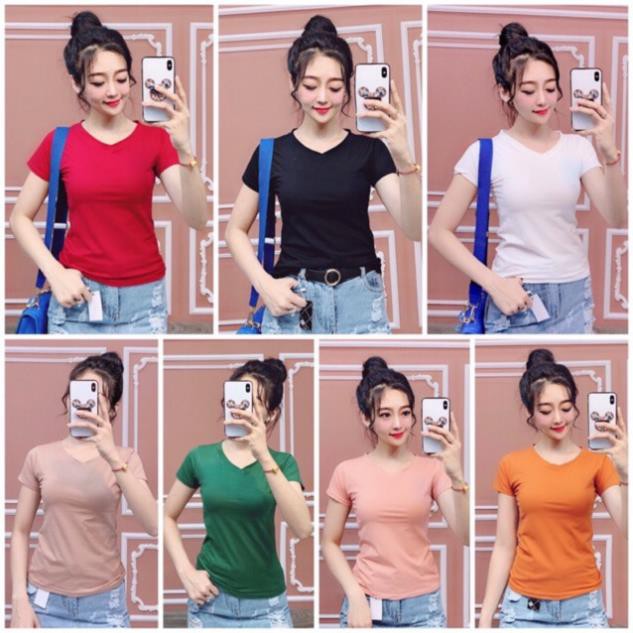 Áo THUN THÁI form body-cổ tim (bao chất đẹp) ⚡ ️🥇