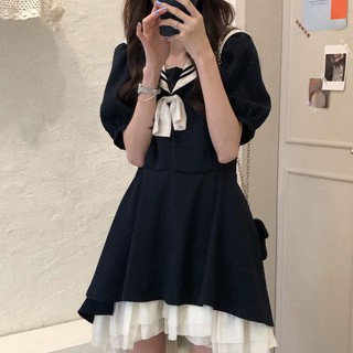 Váy loli nhiều tầng cổ thủy thủ đáng yêu vintage cổ điển retro [Yannie]