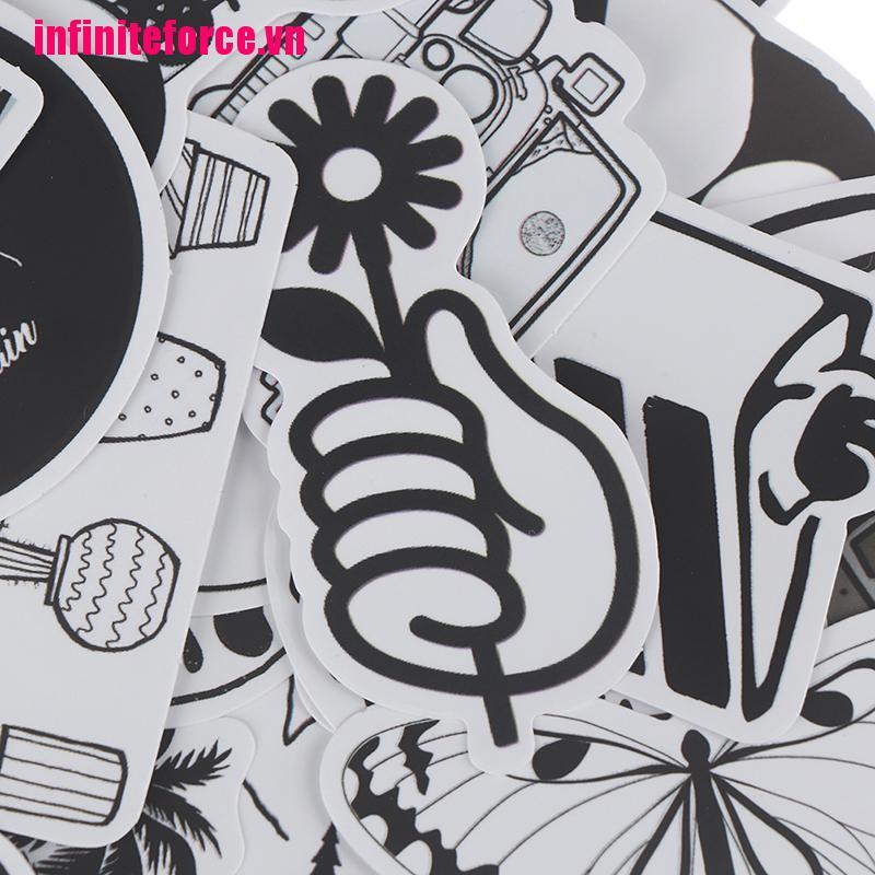 Set 50 Phụ Kiện Trang Trí Đa Năng Màu Trắng Đen Xinh Xắn