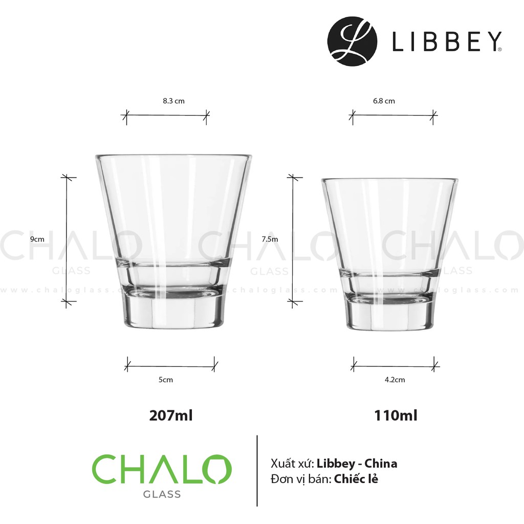 [Chính hãng] Ly thủy tinh Libbey Duratuff Endeavor  Rock 110ml - 207ml  - 15733 - 15709