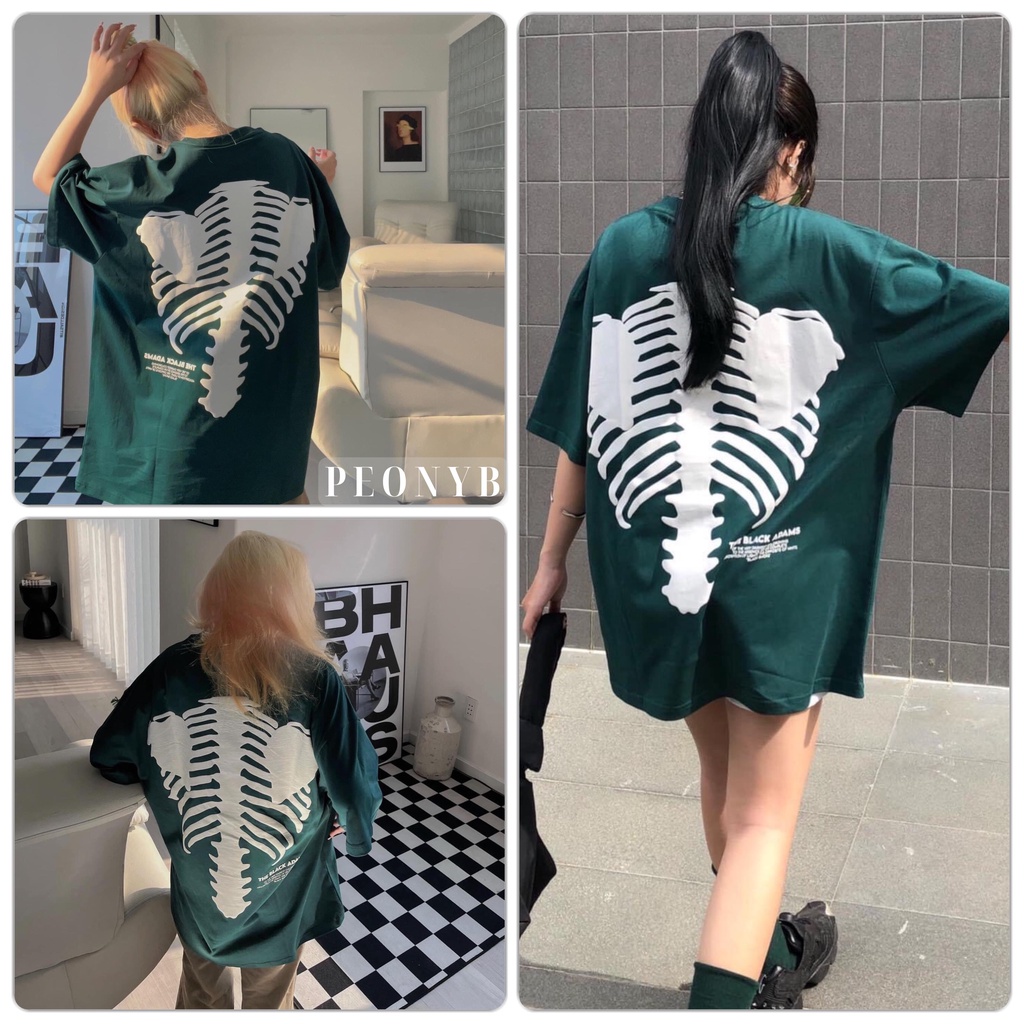 Áo Thun Cộc Tay Lưng Xương PEONYB Unisex [FREESHIP]  Phông form rộng tay lỡ in hình vintage 3158 kiểu dáng hàn quốc