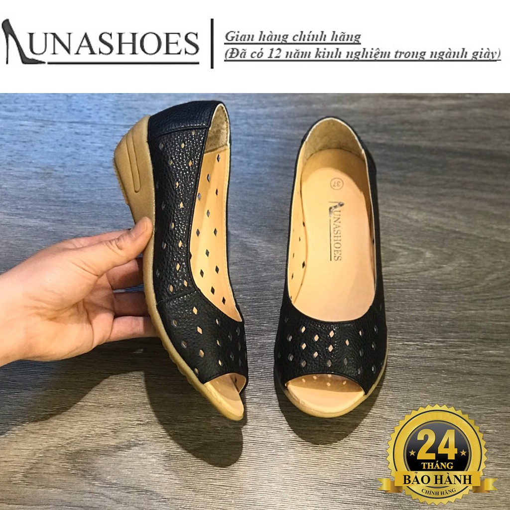 Giày đế xuồng nữ búp bê 3p Lunashoes (24806) hở mũi da thật cao cấp dễ đi kiểu Hàn quốc nhiều màu giầy trung niên cho mẹ