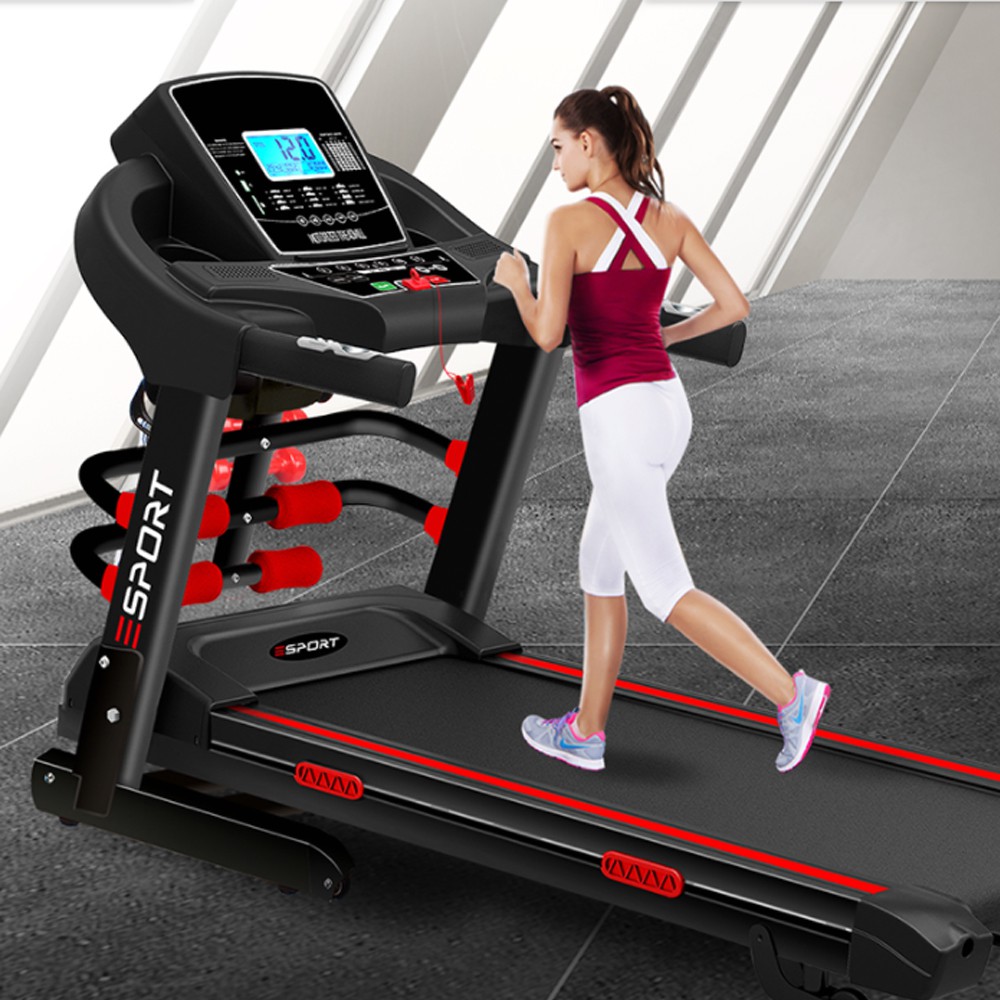 Máy chạy bộ điện SPORT model mới nhất 1-16km, tích hợp máy rung, gập bụng, băng chạy chống rung cao cấp 16km