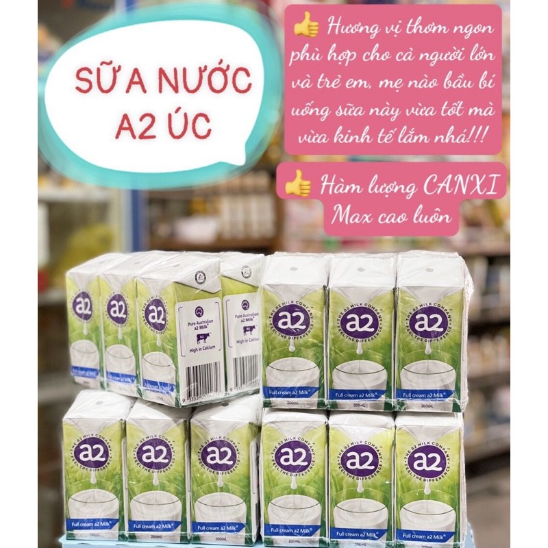 [Thùng nguyên 24 hộp x 200ml] Sữa A2 nguyên kem dạng nước date 03/12/2022