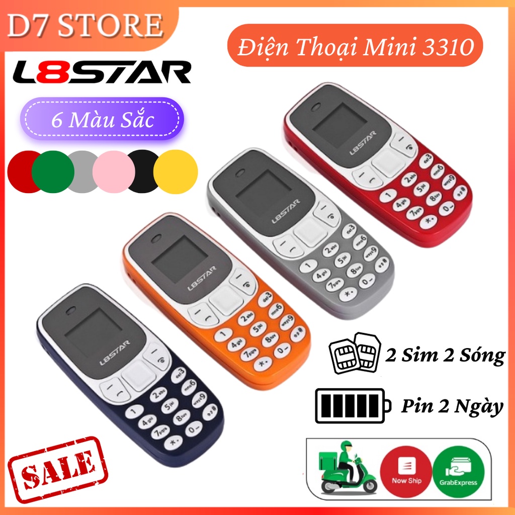 Điện Thoại Mini 3310 Siêu Nhỏ 2 Sim 2 Sóng , Kết Nối Bluetooth , Nghe Nhạc Qua Thẻ Nhớ , Thay Đổi Giọng Nói Khi Nghe Gọi