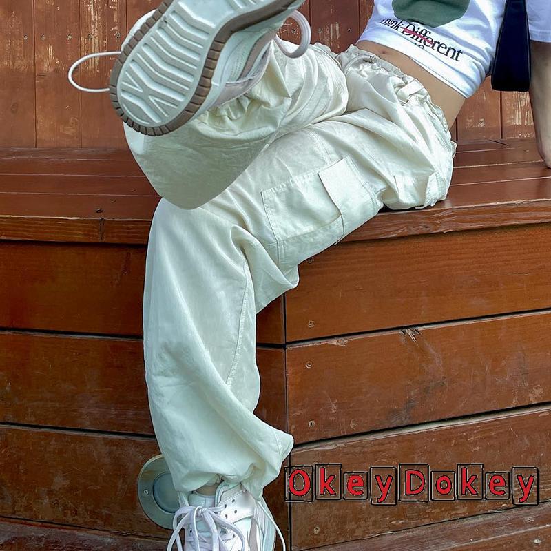 Quần Dài Phối Túi Phong Cách Retro Đường Phố Y2k Cá Tính Cho Nữ