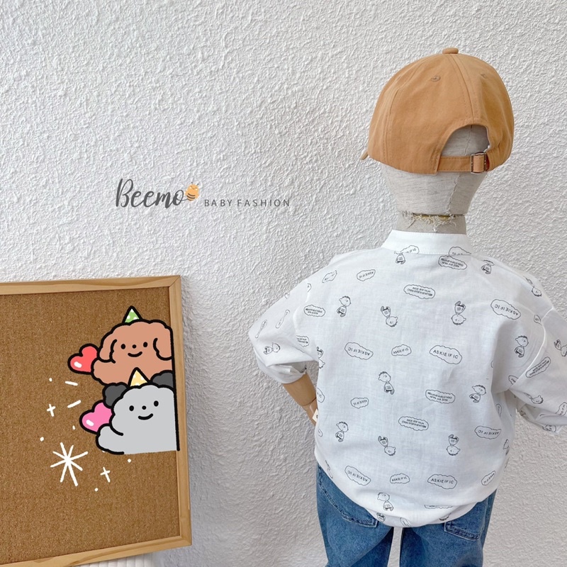 SP000343 Áo sơ mi trắng bé trai, áo sơ mi cho bé đi học, vải thô đũi mềm mát thấm mồ hôi SP000691 7583 7741