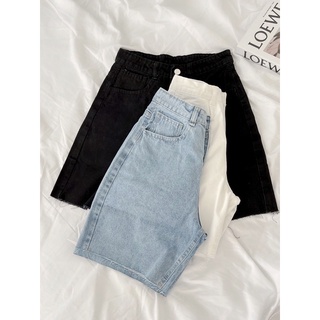 QN141-Quần short jean lửng rách lai nhẹ