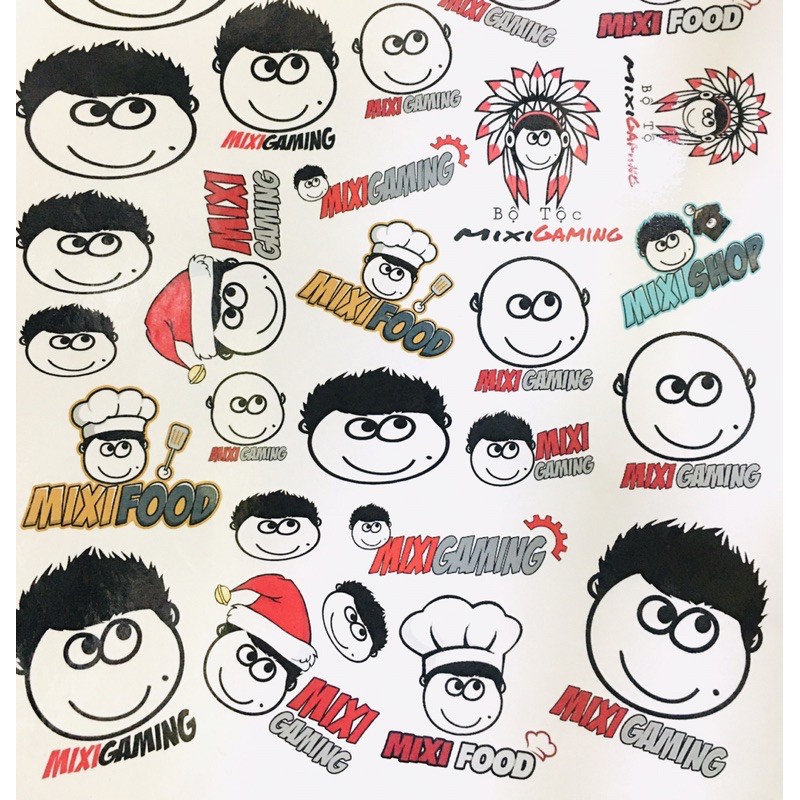 Set 30 sticker độ mixi ép lụa bóc dán căts laze/ hình dán độ mixi