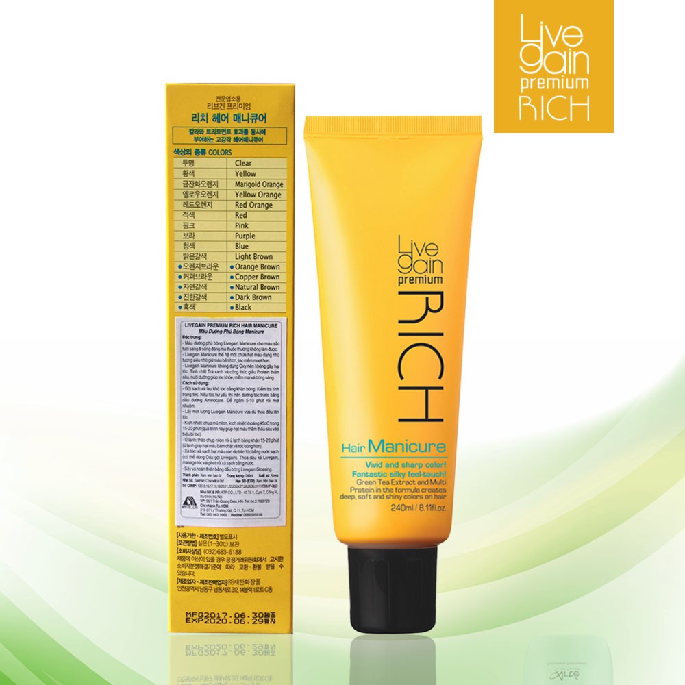 Màu Dưỡng Phủ Bóng Livegain Premium Rich Hair Manicure 240ml Hàn Quốc | BigBuy360 - bigbuy360.vn