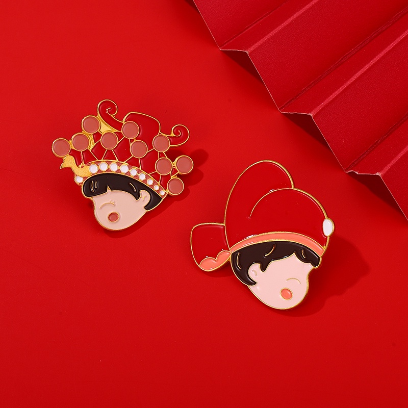 Ghim Cài Áo Hình Cô Dâu Chú Rể Hoạt Hình Sáng Tạo Làm Quà Tặng Cho Bạn Bè