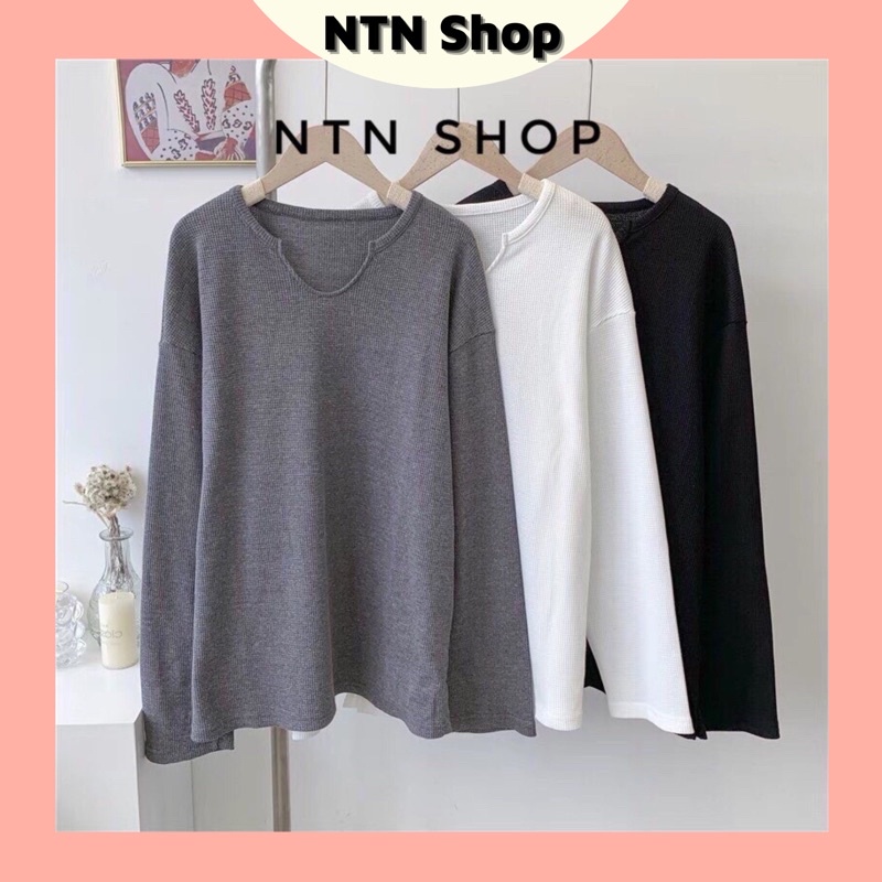 [ nhập mã NTN SHOP giảm tối đa 50k đơn 600k] Áo Unisex Tay dài Cổ V hàng Quảng Châu nam,nữ NTN shop.