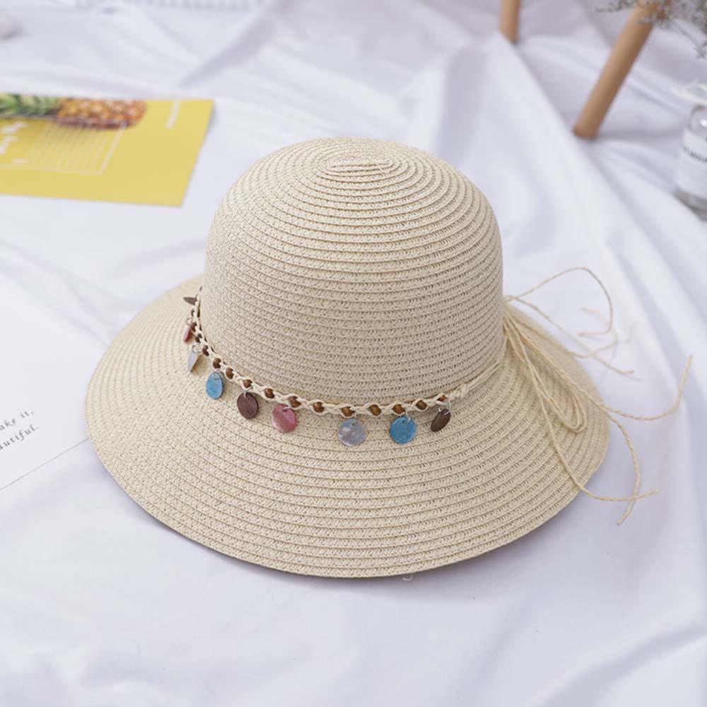 Mũ Cói Chống Nắng Đính Kim Sa Nhiều Màu Sắc Thời Trang Đi Biển Cho Nữ