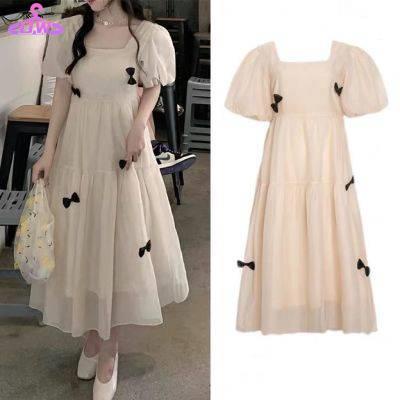 Váy babydoll Đầm Tay Phồng Phối Lưới Và Nơ Phong Cách Pháp Thời Trang Mùa Hè 2022 Mới