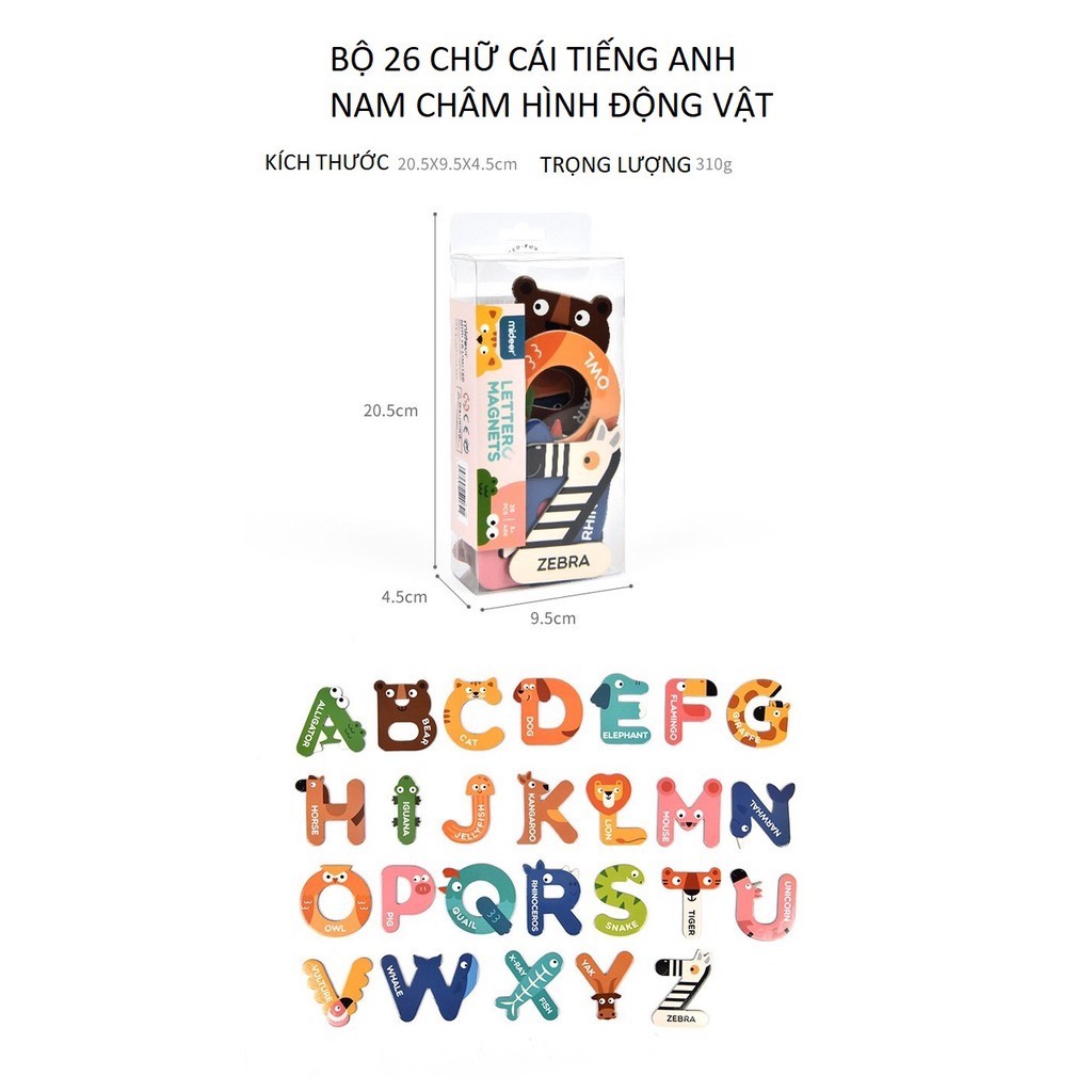 Mideer Magnet Letters/Numbers - Bảng chữ cái/chữ số nam châm dạy bé học