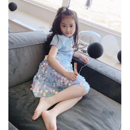 🔥Xả Hàng🔥 Váy Elsa 2023 màu Xanh, Tím Hồng Đính Kim Sa Lấp Lánh