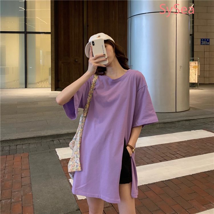 Áo Thun Tay Ngắn Dáng Rộng Thiết Kế Xẻ Quyến Rũ