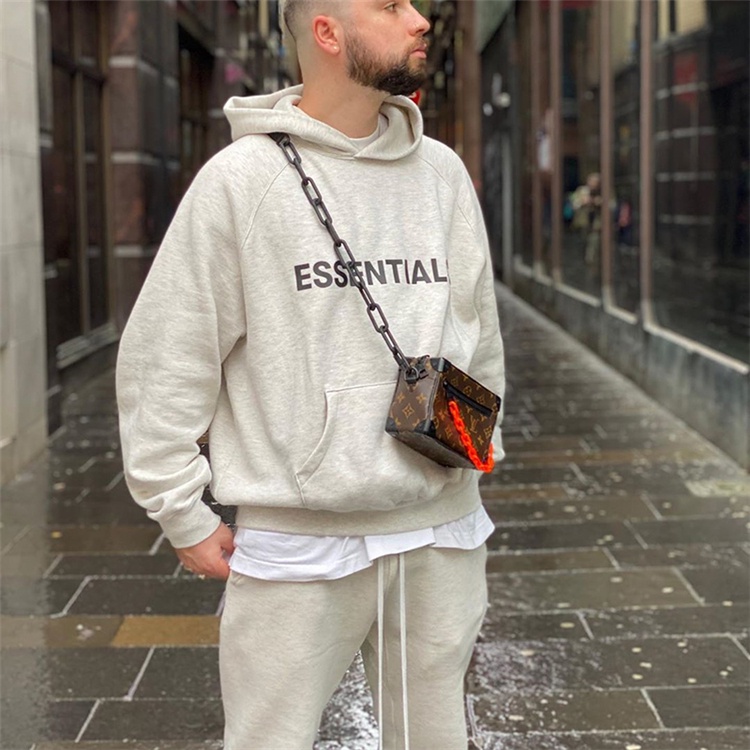 Áo hoodie Fear Of God Essentials SS20 Oatmeal bản cao cấp, Áo khoác nỉ FOG Essentials 3D silicon nỉ bông