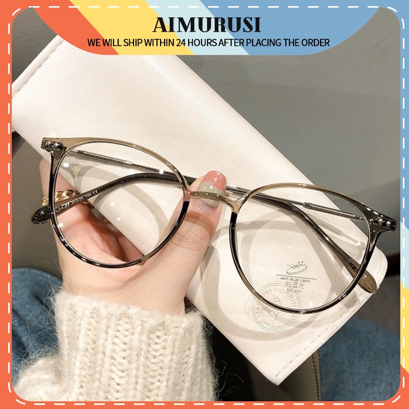 (AIMURUSI) COD Kính Chống Bức Xạ Gọng Kim Loại Tròn Thời Trang Cho Chống Ánh Sáng Xanh Hàn Quốc Nam Nữ