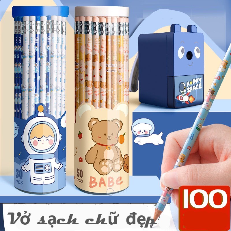 Hộp 12+50 Bút Chì Cute 2B Siêu Nét Vẽ Mỹ Thuật Làm Bài Kiểm Tra Nhạy Với Máy Chấm Thi An Toàn Với Người Sử Dụng