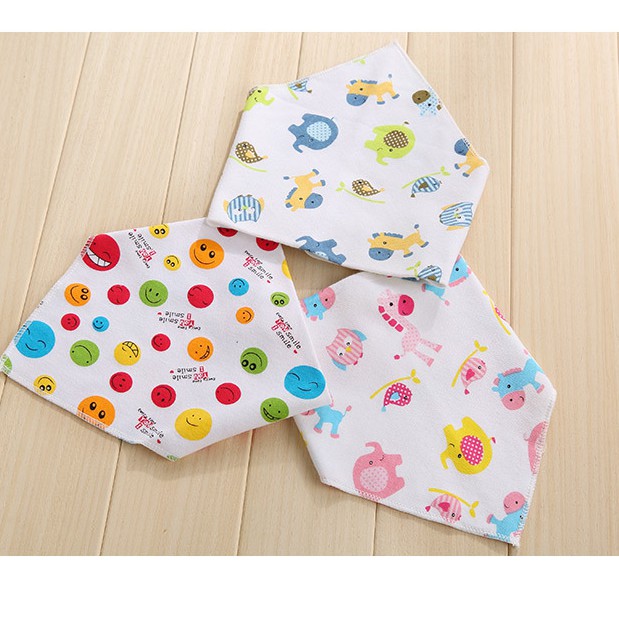 Set 10 Khăn Yếm Tam Giác 100% cotton mềm mịn