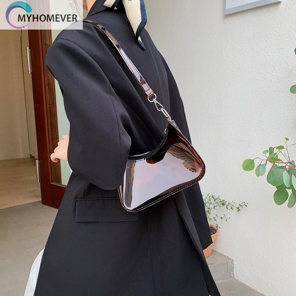 Túi đeo vai/ đeo dưới cánh tay màu trơn trong suốt phong cách cổ điển thời trang cho nữ