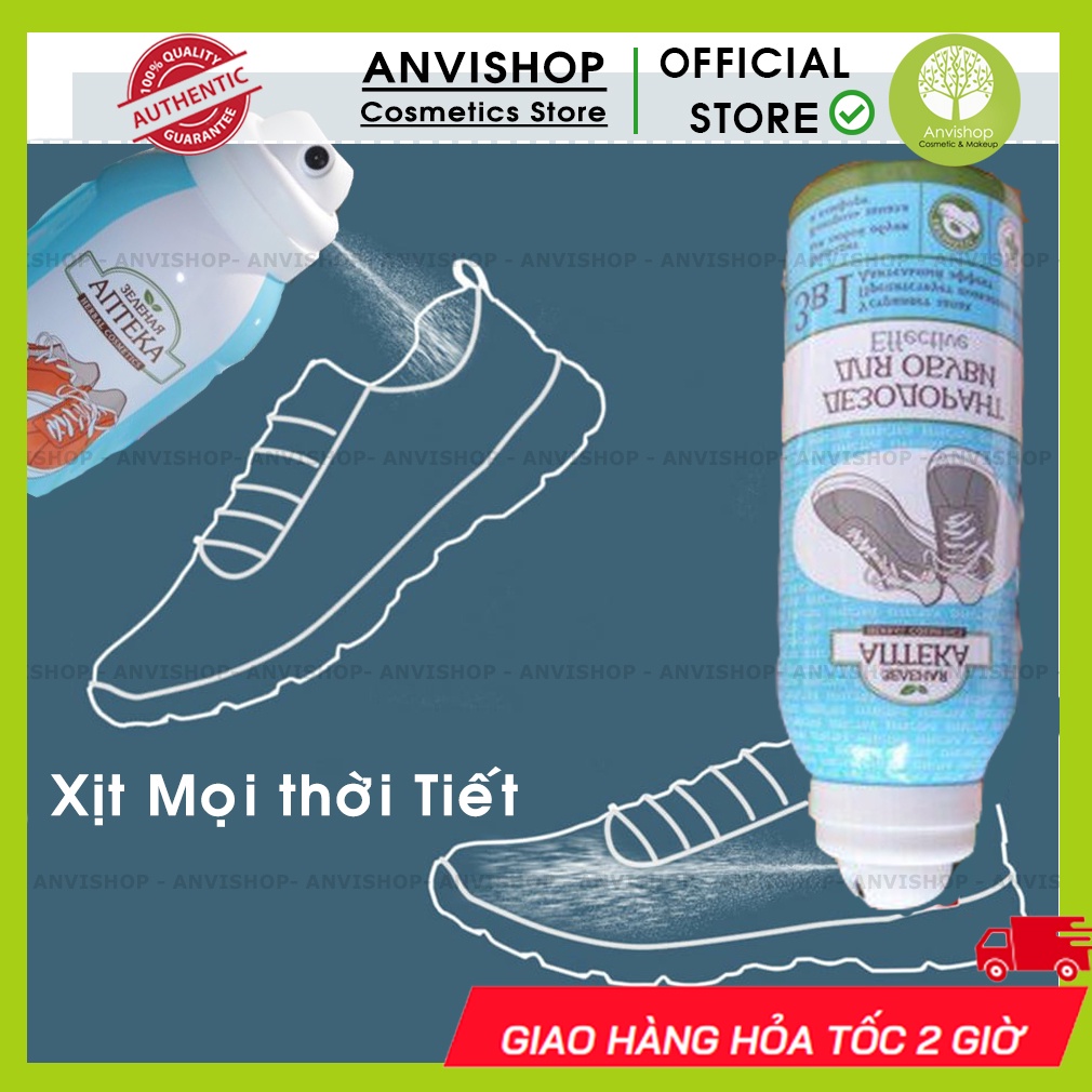 Xịt Khử Mùi Hôi Chân, Xịt khử mùi giày dép hiệu quả Apteka Nga anvishop