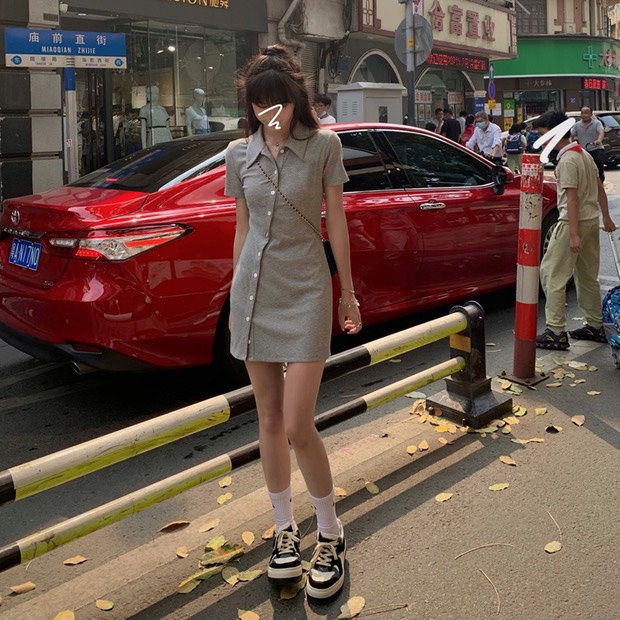 Váy cổ bẻ cúc RUBY Chất bo hàng dầy, lên from chuẩn đẹp, phong cách trẻ trung cá tính