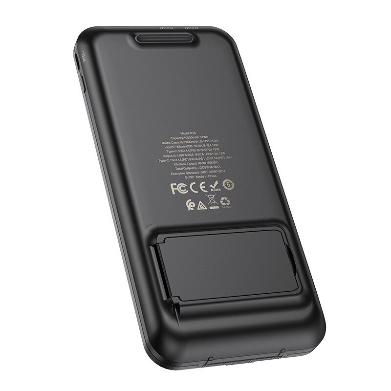 Sạc dự phòng kiêm sạc không dây Hoco S16 - 10.000mAh-Hàng phân phối chính hãng Giá rẻ nhất shopee