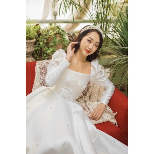 ĐẦM NÀNG DÂU CỔ U TAY PHỒNG ĐÍNH Hạt CAO CẤP full size S/M/L/XL