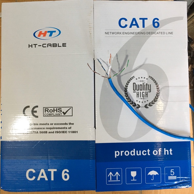 [Mã ELMS4 giảm 7% đơn 500K] [Mã ELMS4 giảm 7% đơn 500K] Dây mạng cat6 HT-cable 305m/thùng