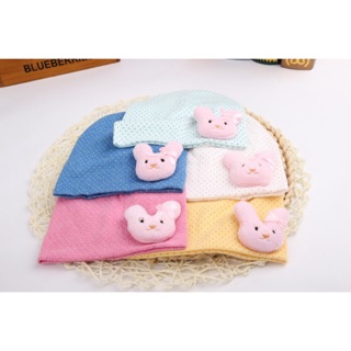 Nón cotton chấm bi kết thỏ nổi