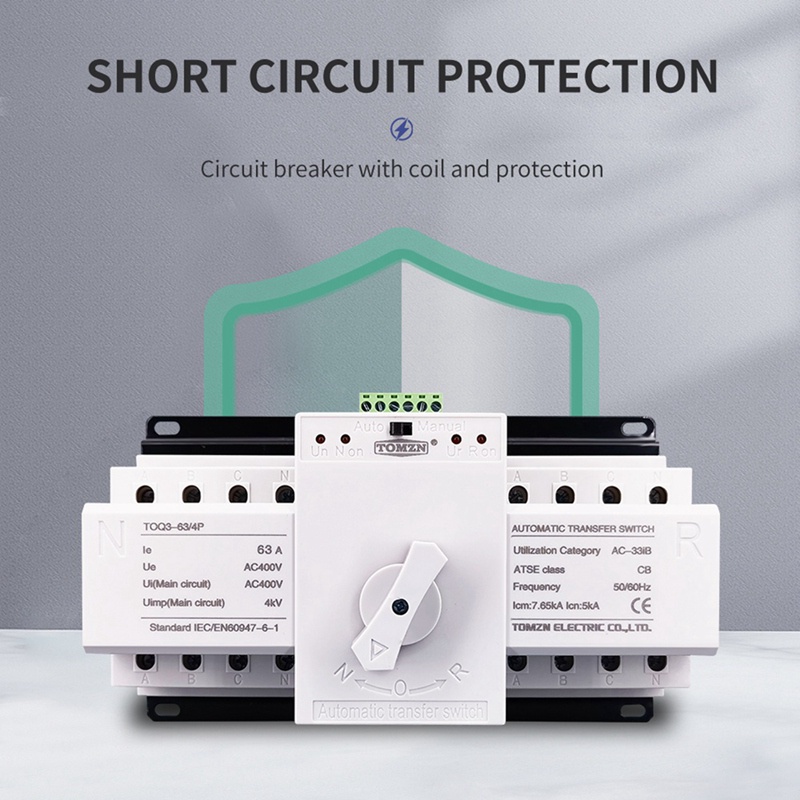 1 Công Tắc Tự Động Chuyển Đổi Nguồn Điện 380V 50 / 60Hz MCB 2 Đầu Vào 1