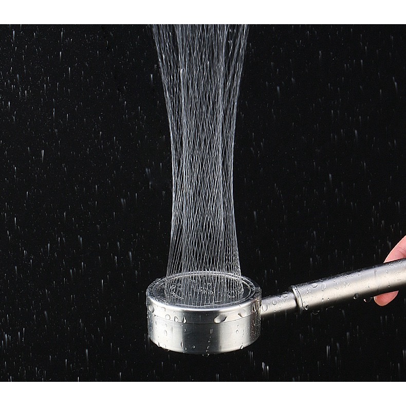 Vòi sen tăng áp inox 304 mờ có lọc nước - chống rỉ sét, sử dụng cho cả nóng lạnh, Tia nước xoáy hình tháp