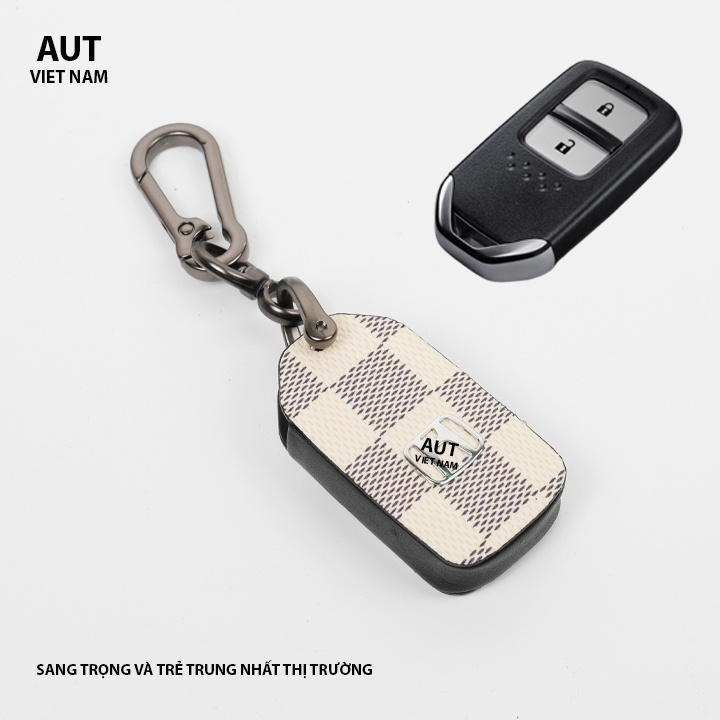 Bao da chìa khóa Smartkey Honda 2 nút (Honda City, CIVIC, ACCORD, CR-V,HR-V,Odyssey) da Canvas L.V xẻ túi