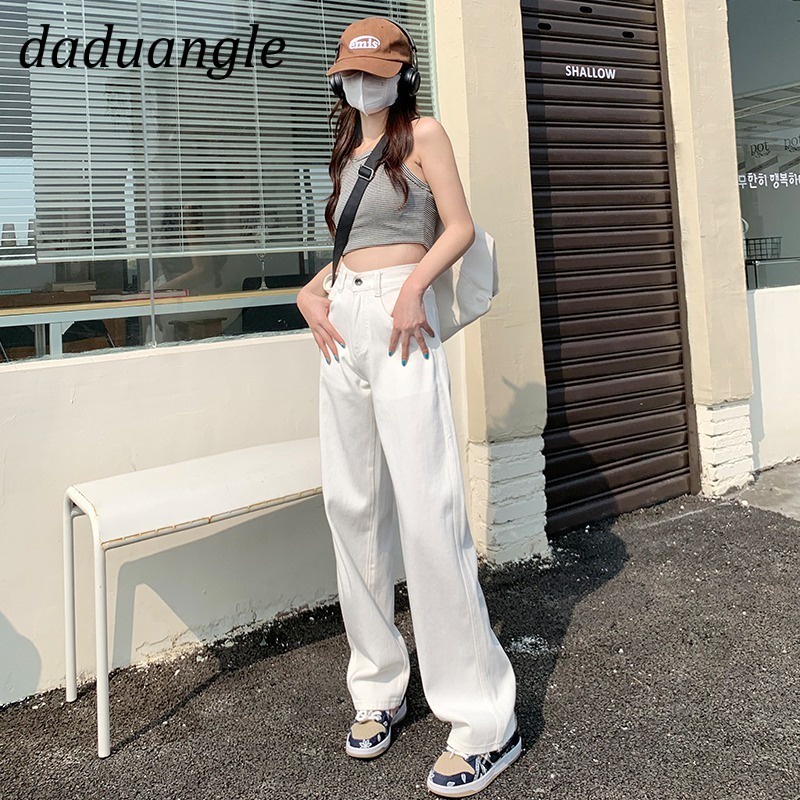 Quần jean Daduhey ống rộng lưng cao thời trang cao cấp cho nữ