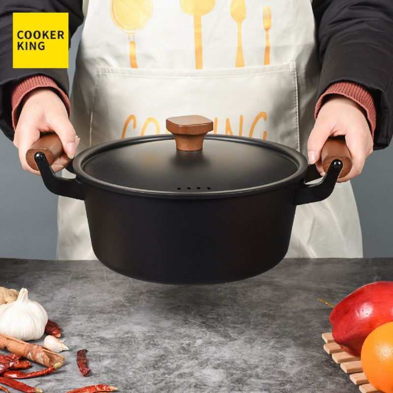 Nồi Thép Carbon Thấm Nitơ Chống Dính Cooker King Fine Iron 24cm Không Tráng Phủ Chống Dính Tự Nhiên