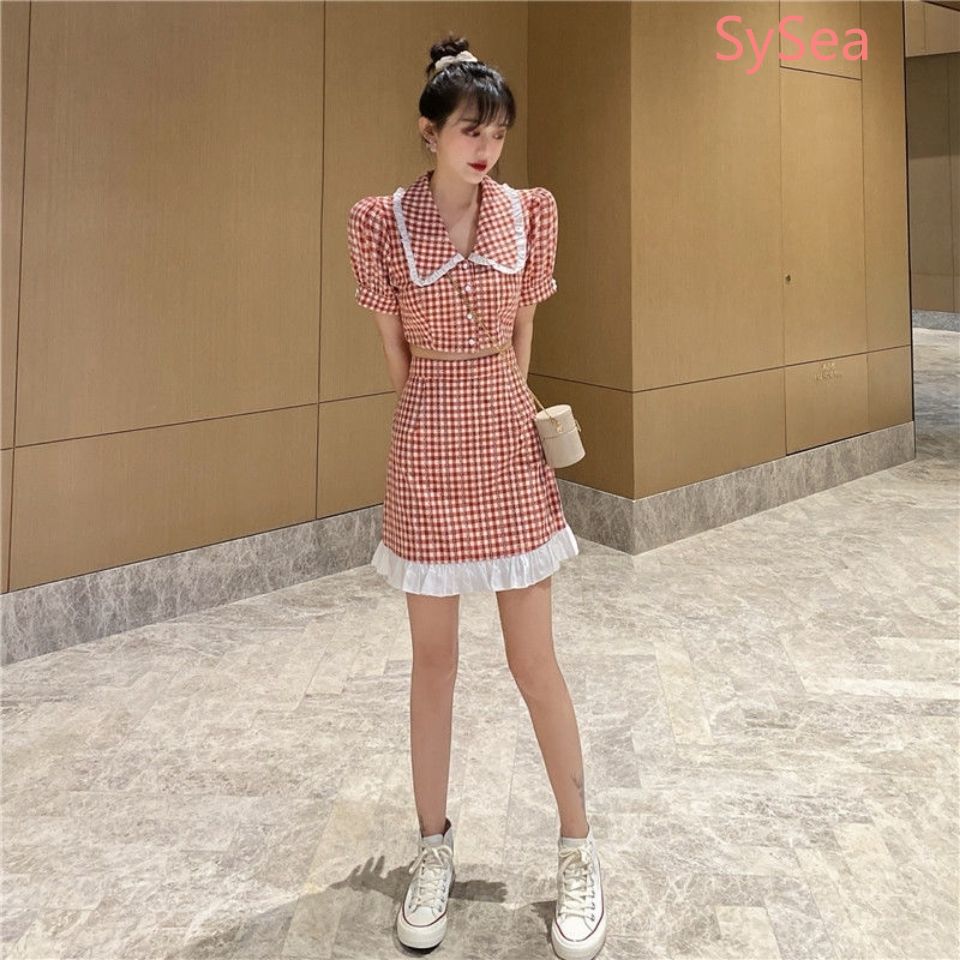 Set áo sơ mi ngắn tay và chân váy dễ thương thời trang dành cho nữ