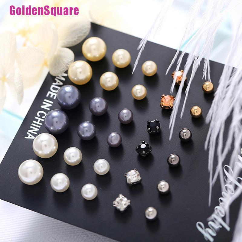 Set 15 Đôi Bông Tai Hạt Ngọc Trai Nhiều Kiểu Dáng Cho Nữ
