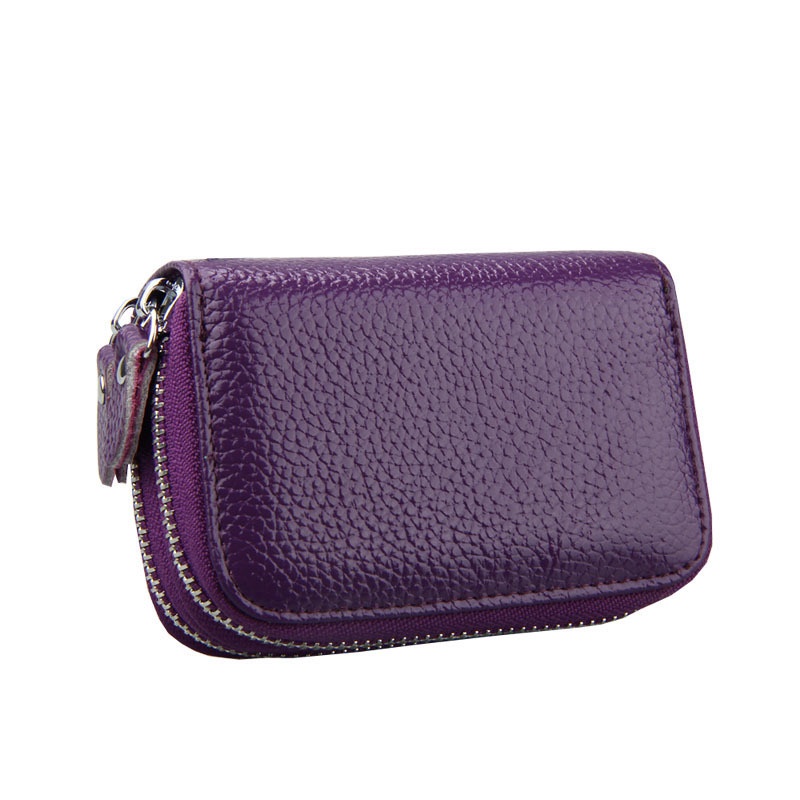 Ví Da Thời Trang Đựng Thẻ Tín Dụng / Danh Thiếp Có Khóa Kéo Đôi Cho Nữ