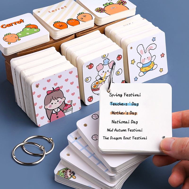 Bộ 80 tờ sổ tay mini hình vuông họa tiết hoạt hình